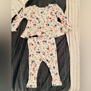 Baby Gap Ribbed Pointelle Floral Set Long Sleeve Top Pants